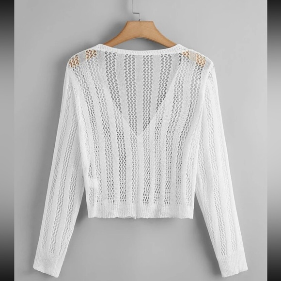 Plus Pointelle Knit Button Front Cardigan - Picture 2 of 2